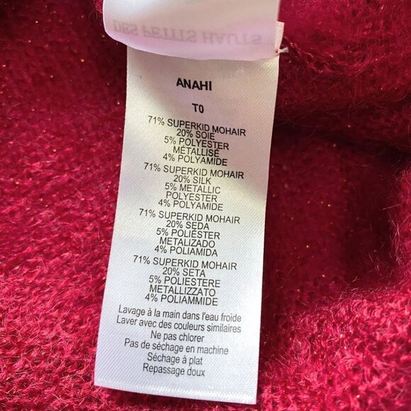 NWT DES PETITS HAUTS ANAHI RASPBERRY METALLIC SUPERKID MOHAIR SILK BLEND SWEATER - Picture 10 of 10